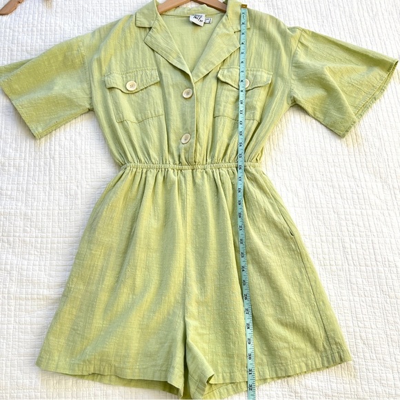 Princess Polly Gauzey Light Lime Green Cotton Shorts Playsuit Romper Size 4 - Picture 11 of 14